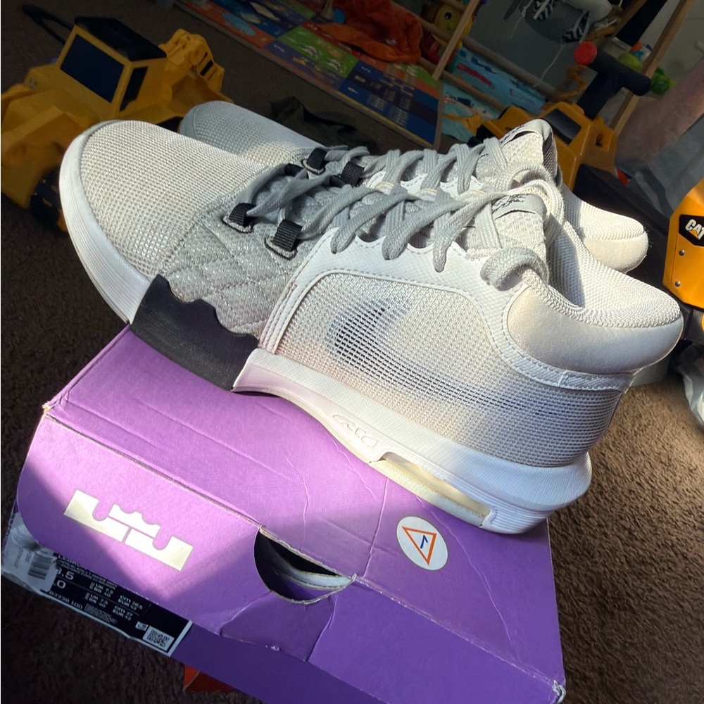 Nike LeBron White and Gray Sneakers